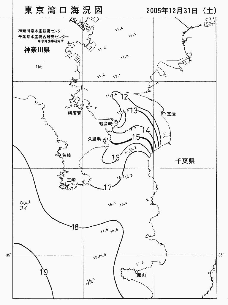 海況図, 東京湾口海況図 検索結果, (水温分布 等を図示)