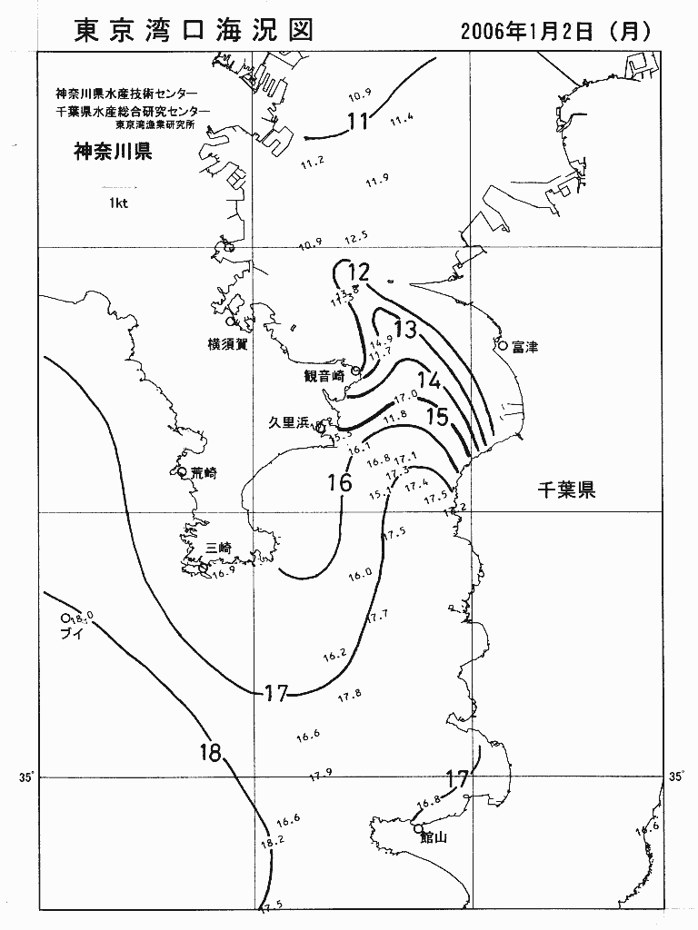 海況図, 東京湾口海況図 検索結果, (水温分布 等を図示)