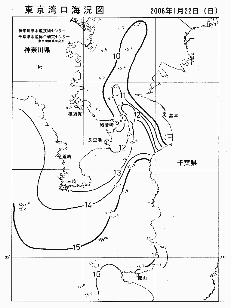 海況図, 東京湾口海況図 検索結果, (水温分布 等を図示)