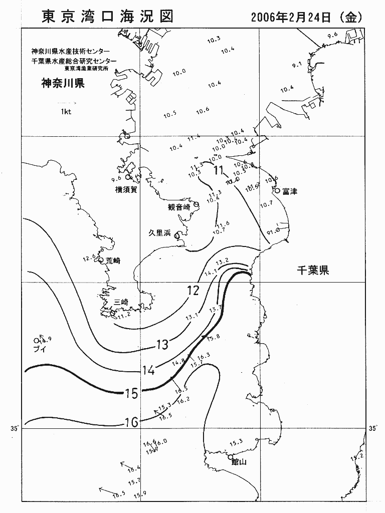 海況図, 東京湾口海況図 検索結果, (水温分布 等を図示)