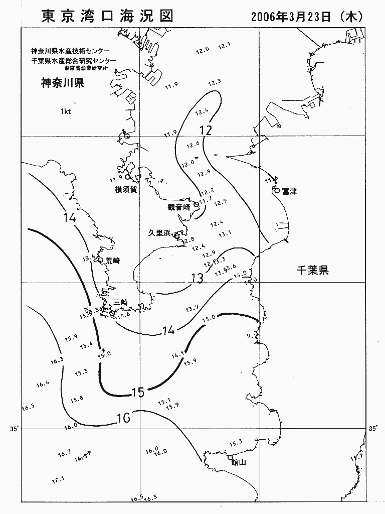 海況図, 東京湾口海況図 検索結果, (水温分布 等を図示)