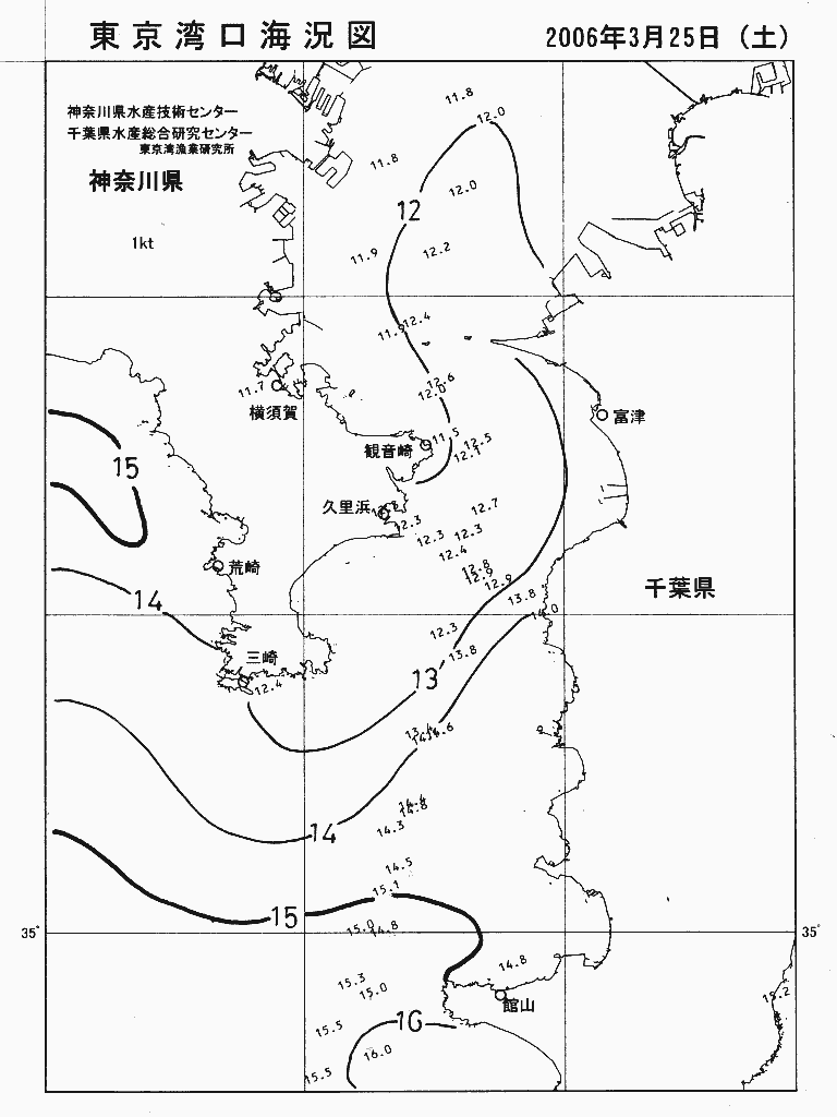 海況図, 東京湾口海況図 検索結果, (水温分布 等を図示)