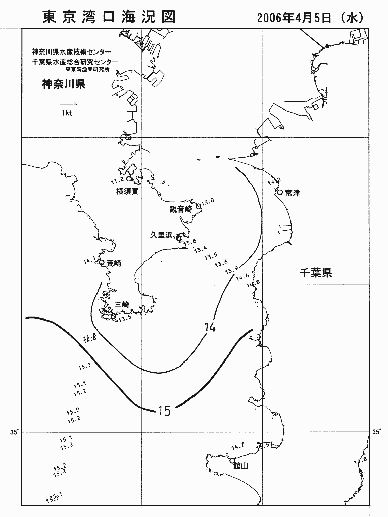 海況図, 東京湾口海況図 検索結果, (水温分布 等を図示)