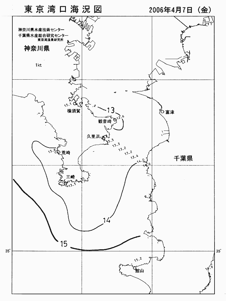 海況図, 東京湾口海況図 検索結果, (水温分布 等を図示)