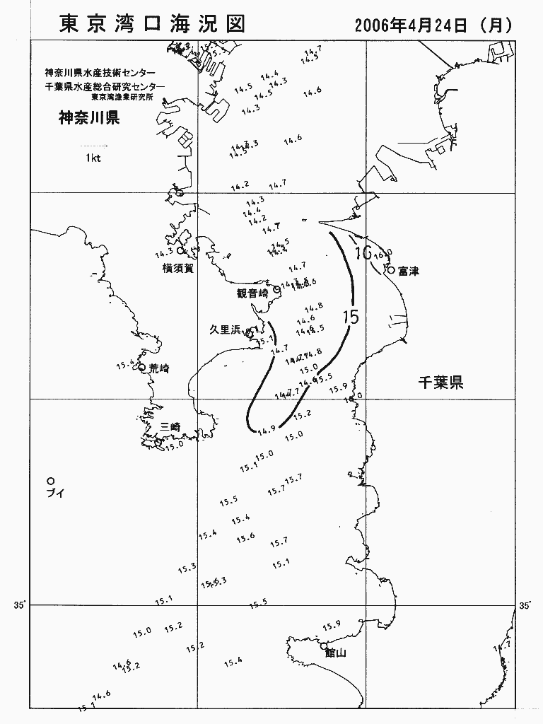 海況図, 東京湾口海況図 検索結果, (水温分布 等を図示)