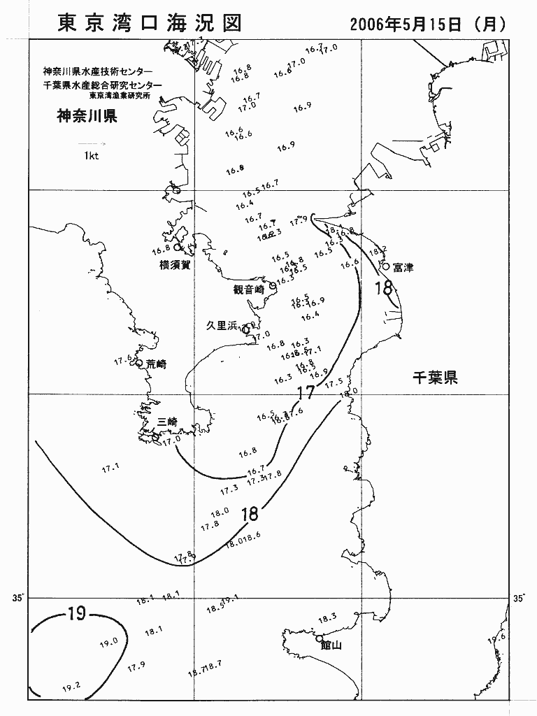海況図, 東京湾口海況図 検索結果, (水温分布 等を図示)