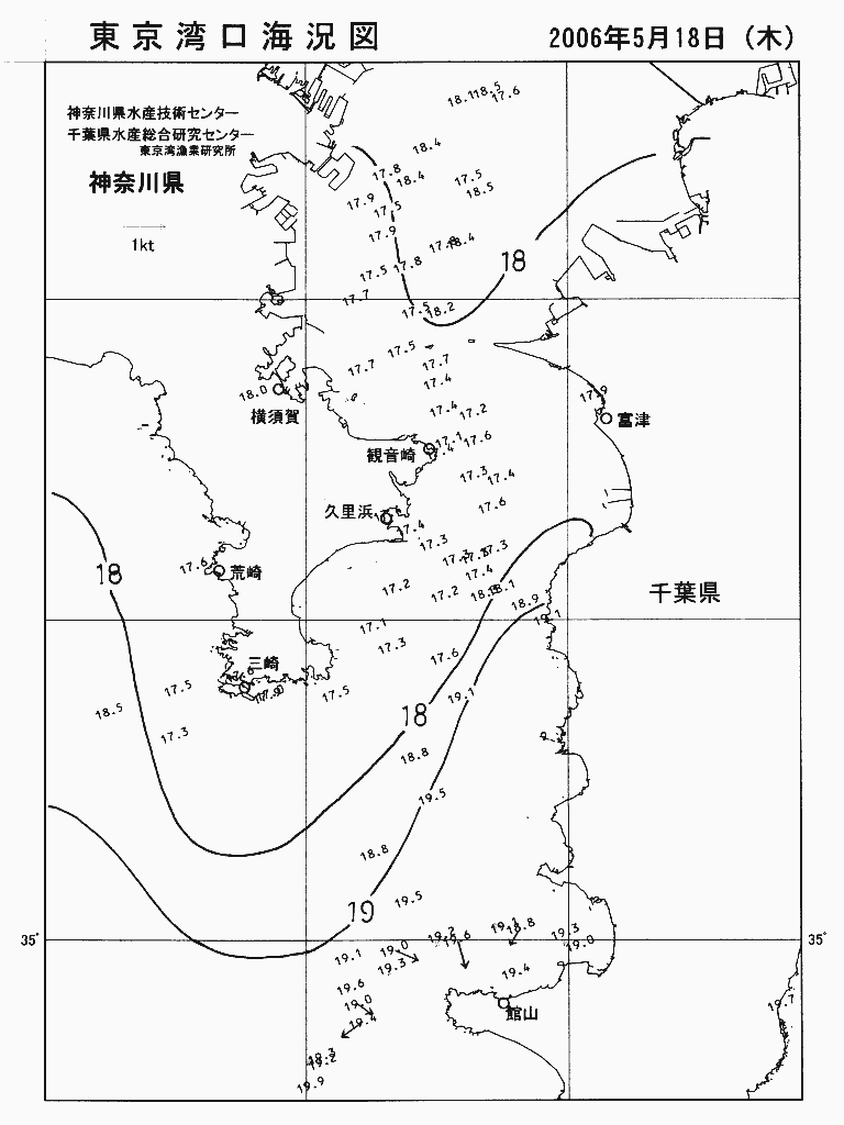 海況図, 東京湾口海況図 検索結果, (水温分布 等を図示)