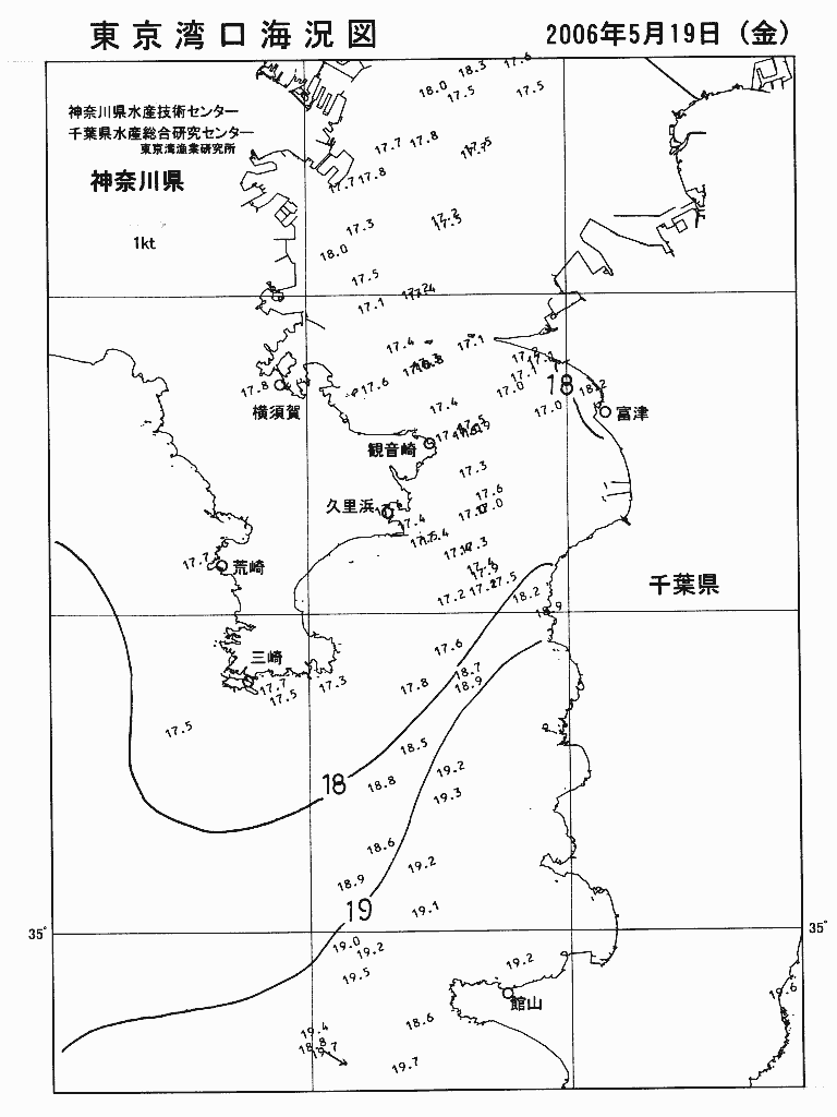 海況図, 東京湾口海況図 検索結果, (水温分布 等を図示)