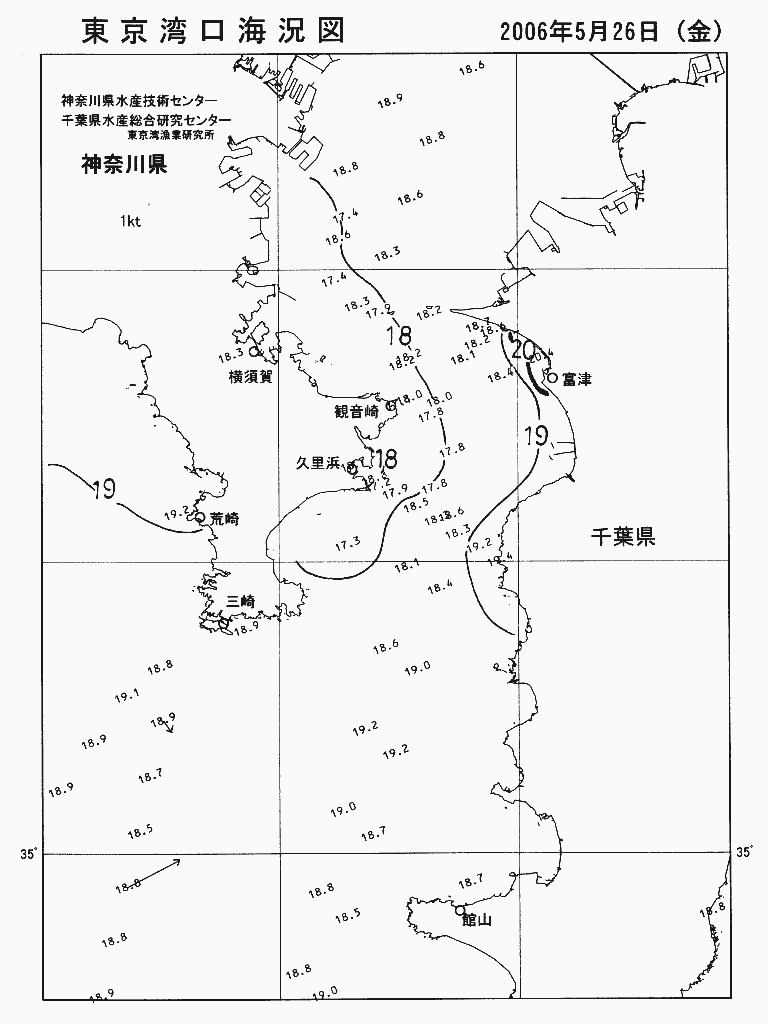 海況図, 東京湾口海況図 検索結果, (水温分布 等を図示)