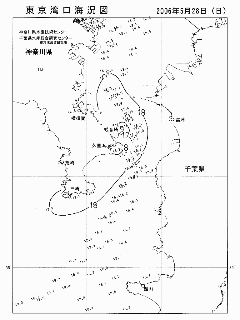 海況図, 東京湾口海況図 検索結果, (水温分布 等を図示)
