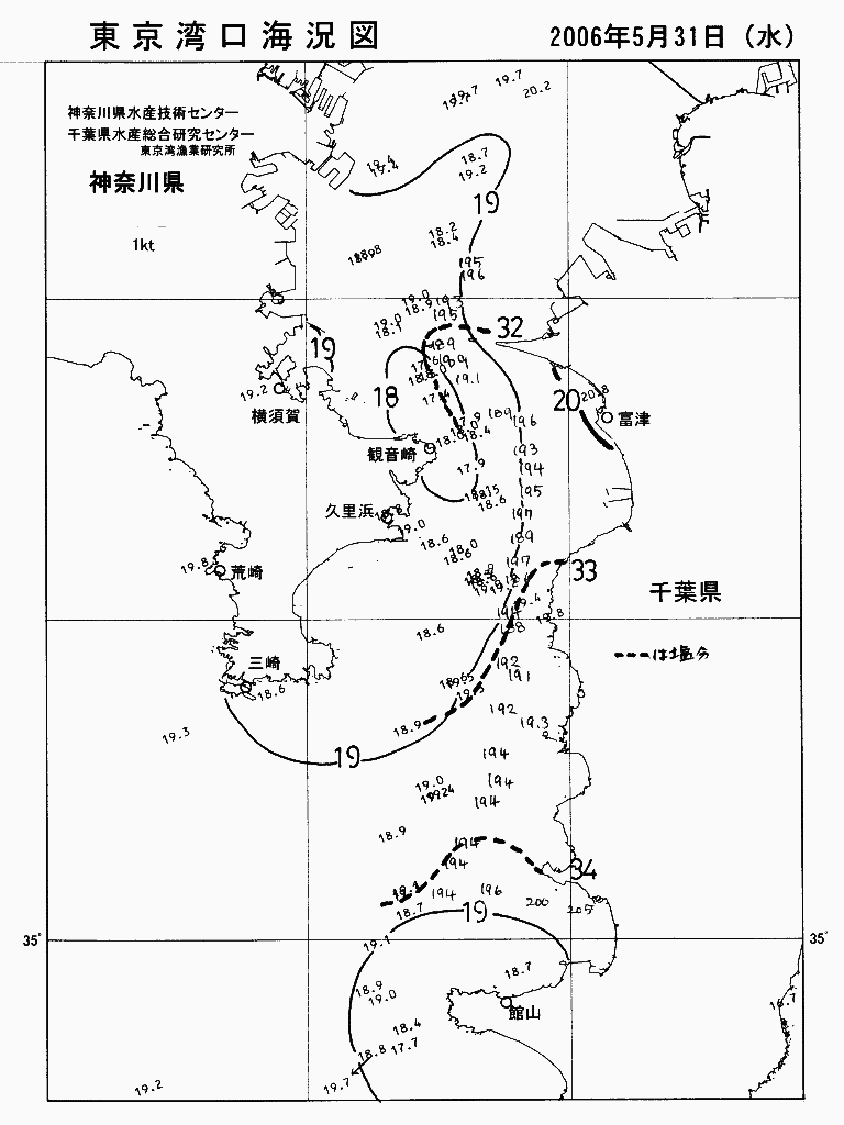 海況図, 東京湾口海況図 検索結果, (水温分布 等を図示)