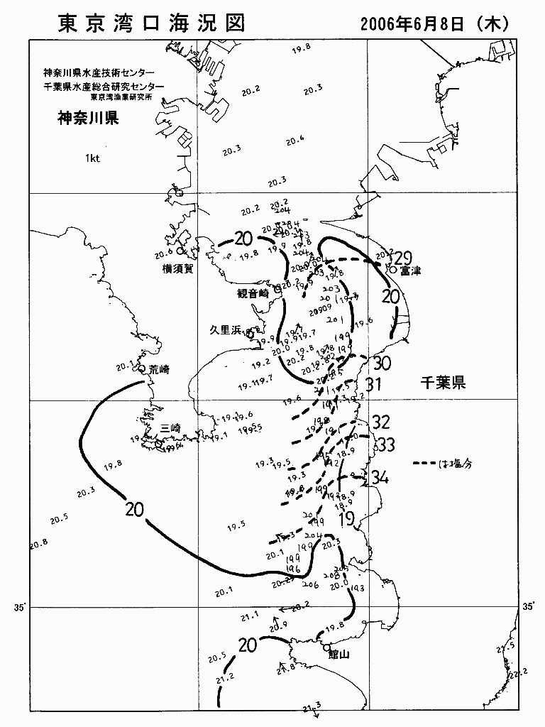 海況図, 東京湾口海況図 検索結果, (水温分布 等を図示)