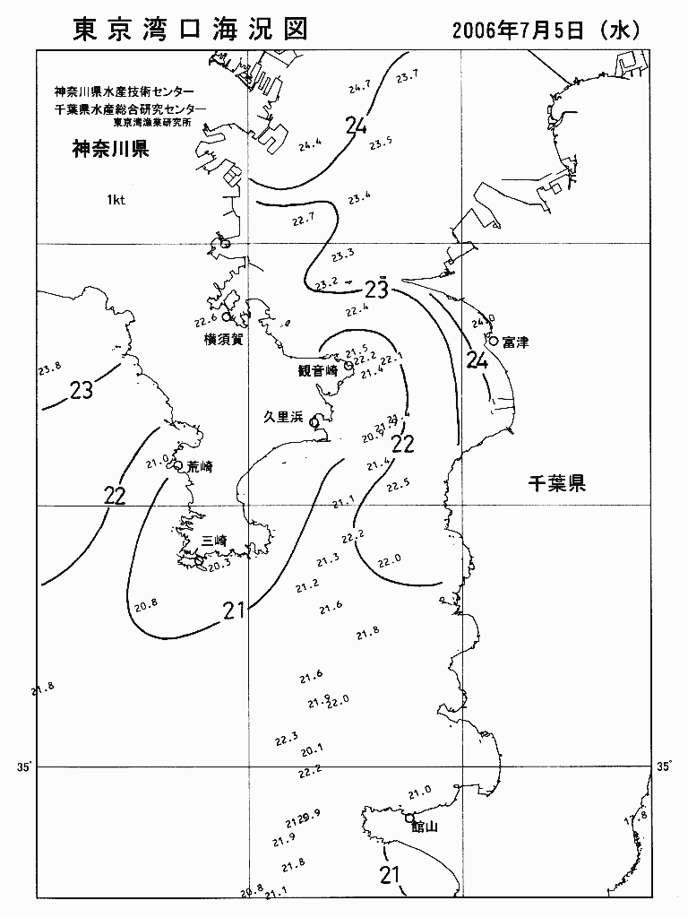 海況図, 東京湾口海況図 検索結果, (水温分布 等を図示)