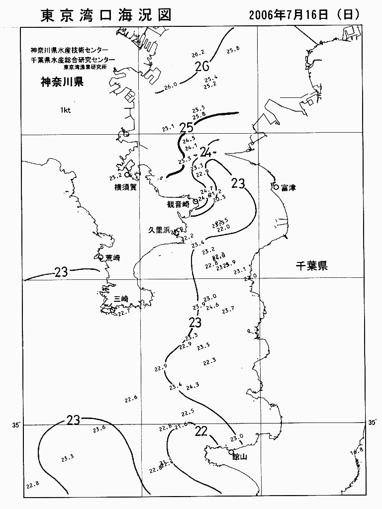 海況図, 東京湾口海況図 検索結果, (水温分布 等を図示)