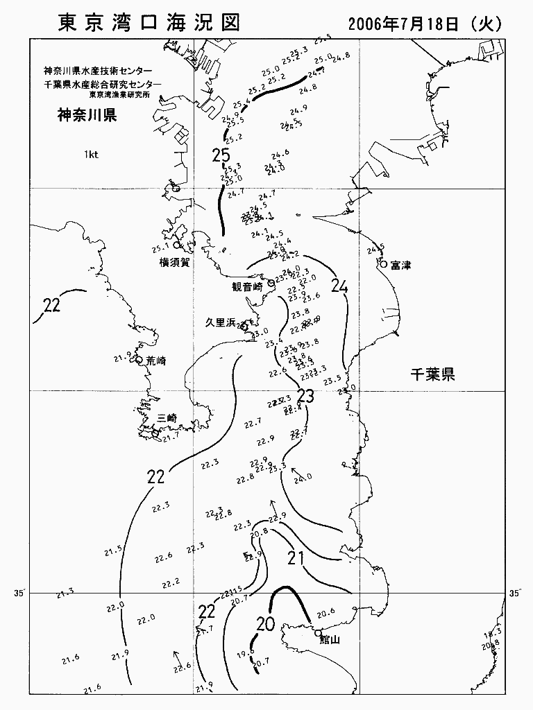 海況図, 東京湾口海況図 検索結果, (水温分布 等を図示)