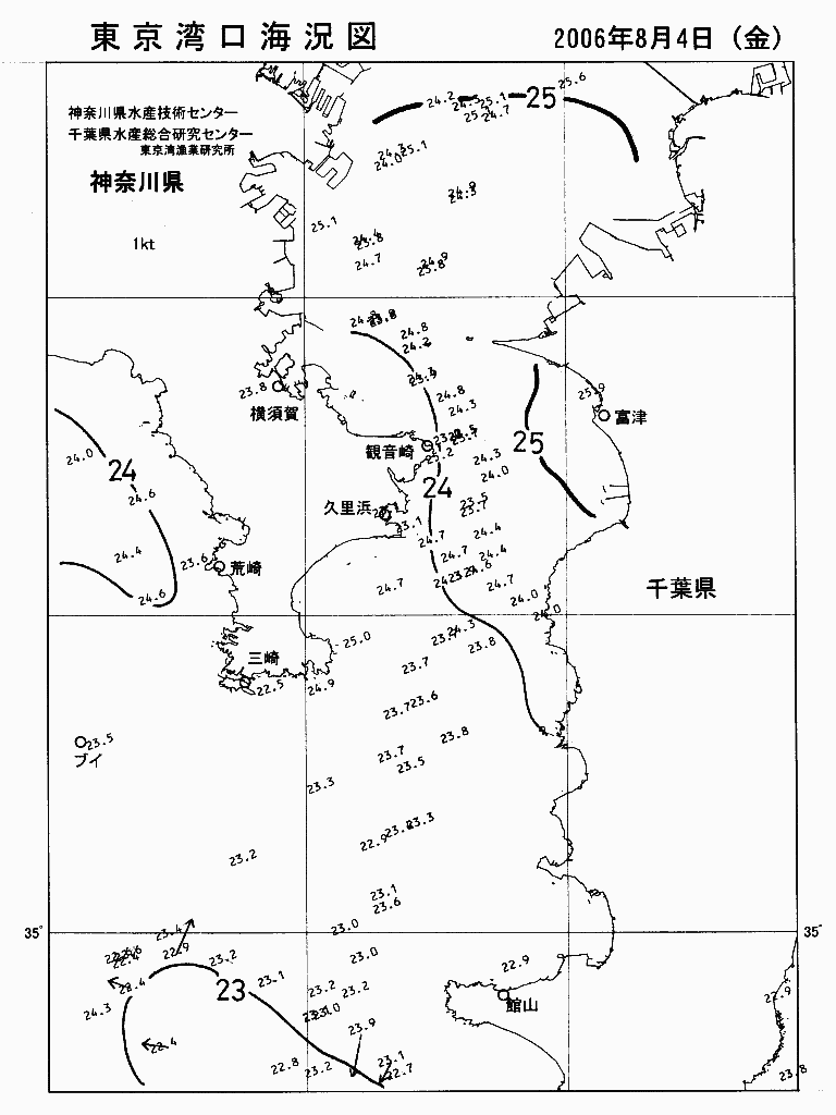海況図, 東京湾口海況図 検索結果, (水温分布 等を図示)