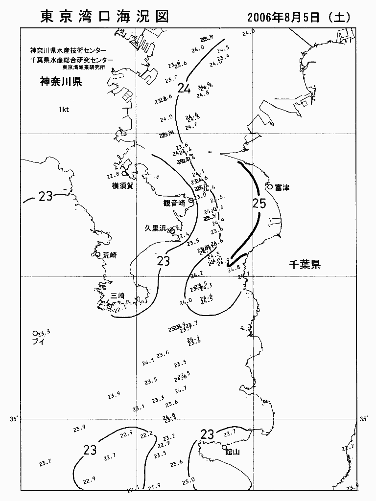 海況図, 東京湾口海況図 検索結果, (水温分布 等を図示)
