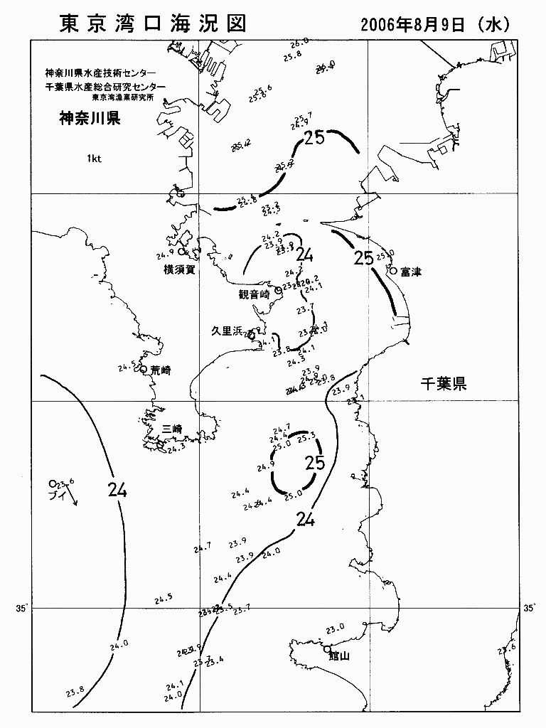 海況図, 東京湾口海況図 検索結果, (水温分布 等を図示)