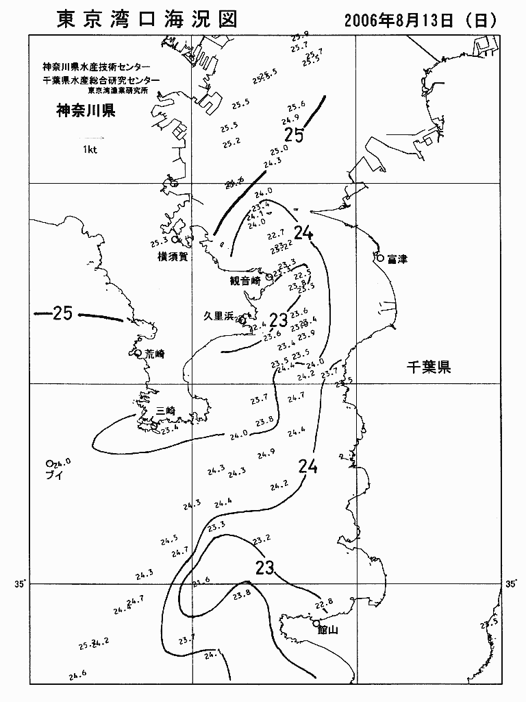 海況図, 東京湾口海況図 検索結果, (水温分布 等を図示)