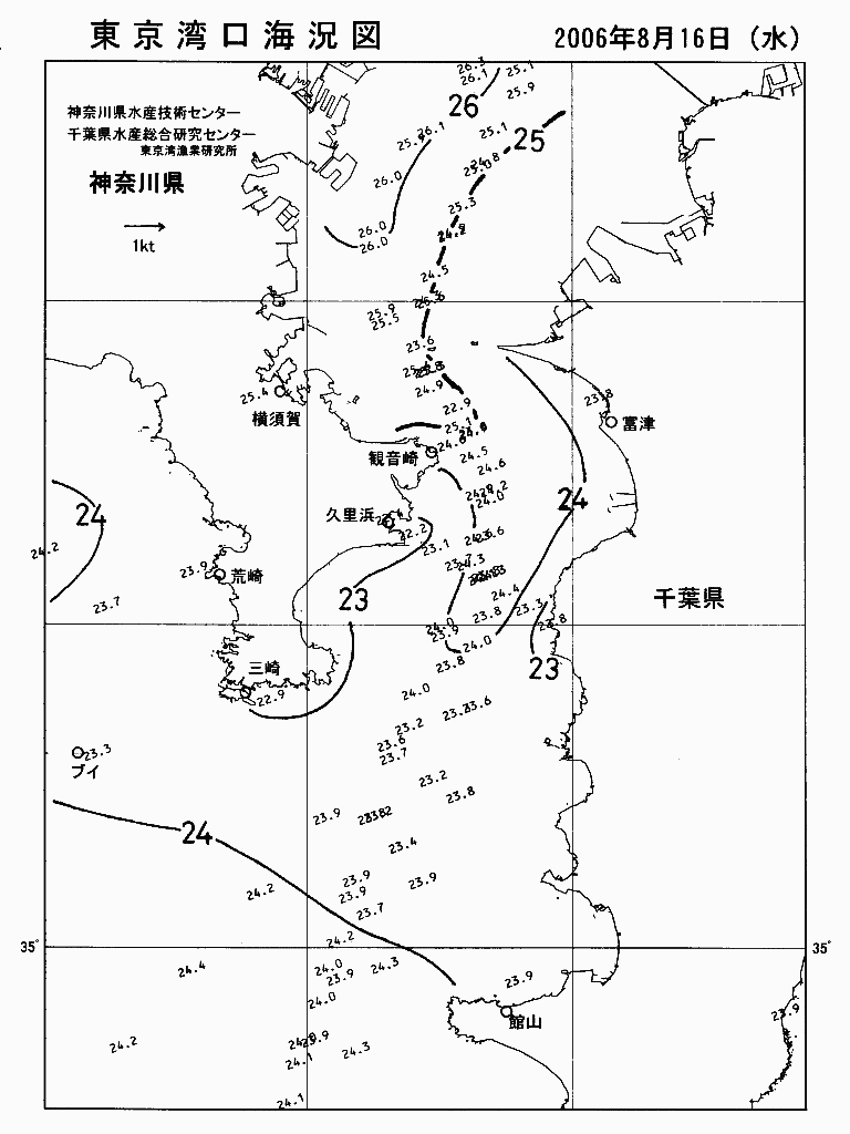 海況図, 東京湾口海況図 検索結果, (水温分布 等を図示)