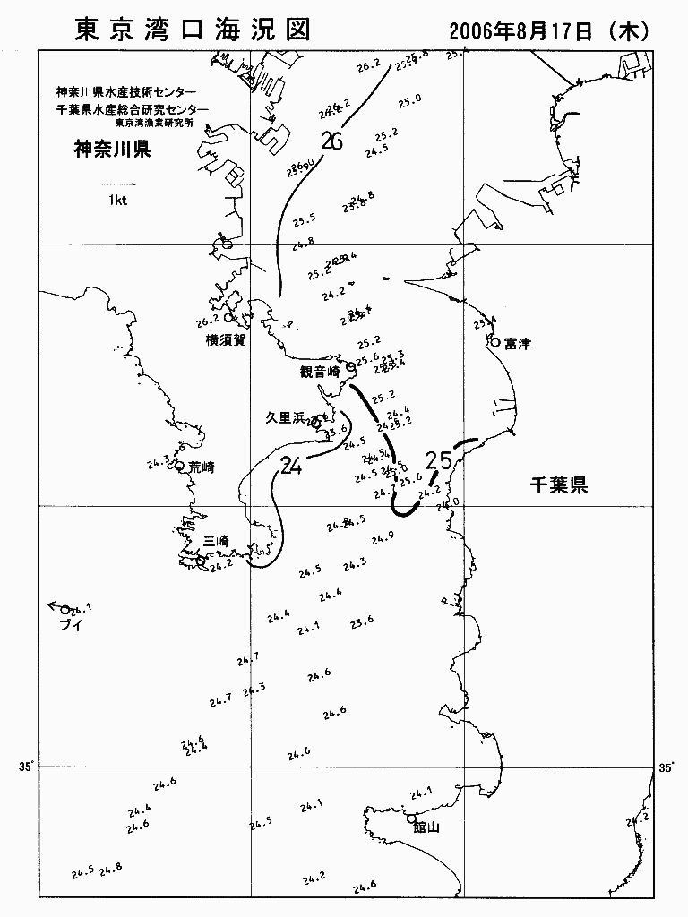 海況図, 東京湾口海況図 検索結果, (水温分布 等を図示)