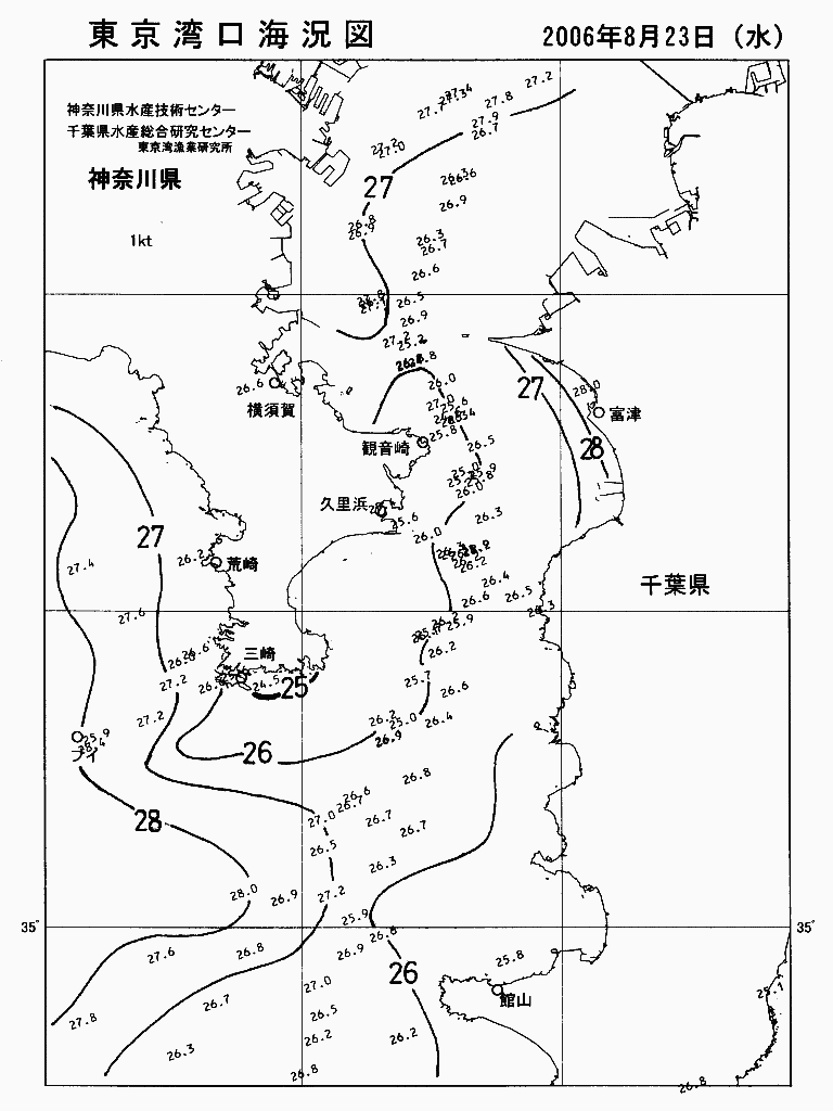 海況図, 東京湾口海況図 検索結果, (水温分布 等を図示)