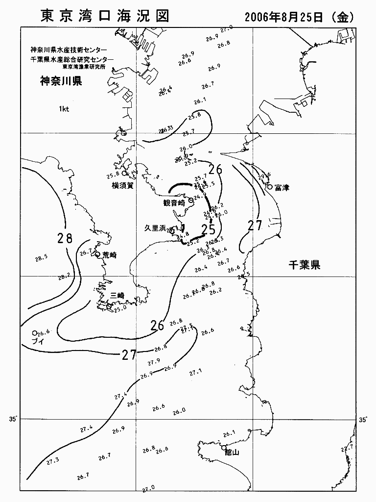海況図, 東京湾口海況図 検索結果, (水温分布 等を図示)