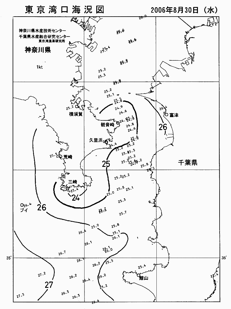海況図, 東京湾口海況図 検索結果, (水温分布 等を図示)