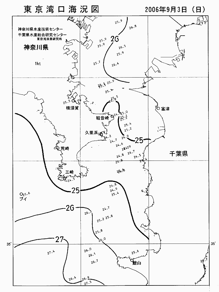 海況図, 東京湾口海況図 検索結果, (水温分布 等を図示)