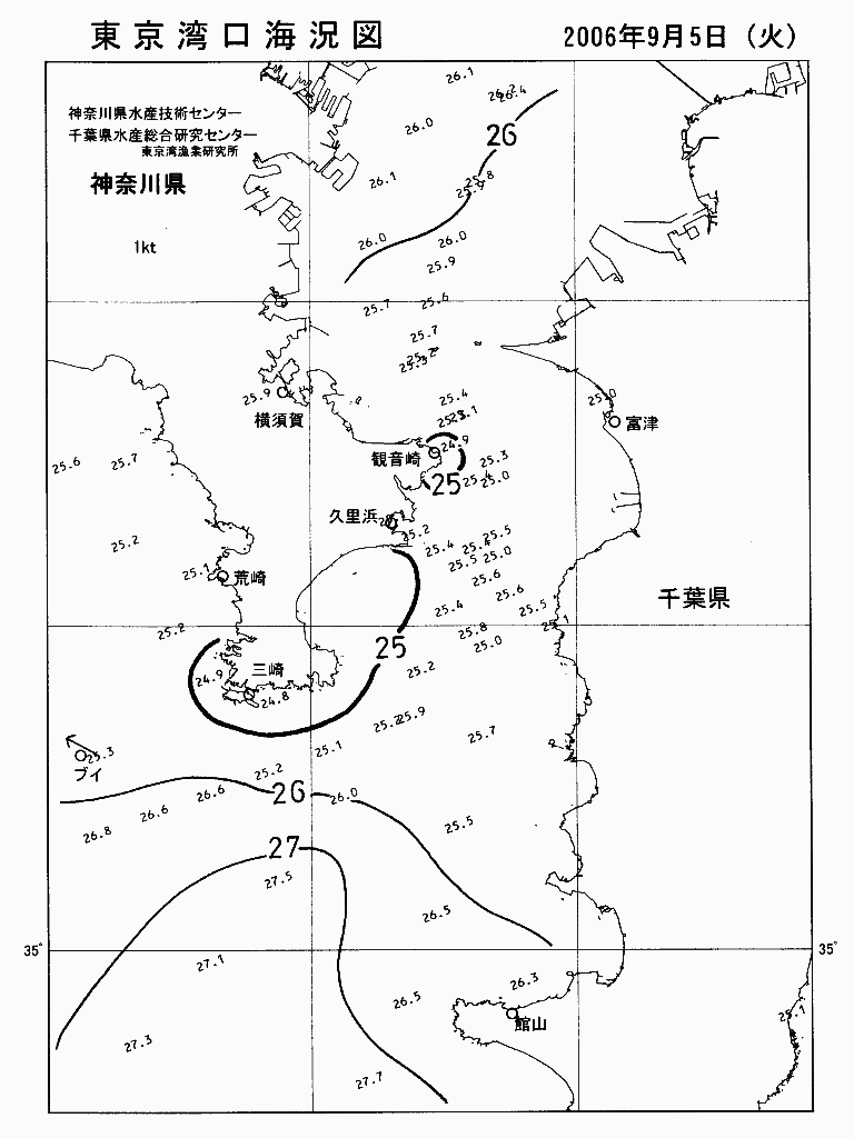 海況図, 東京湾口海況図 検索結果, (水温分布 等を図示)