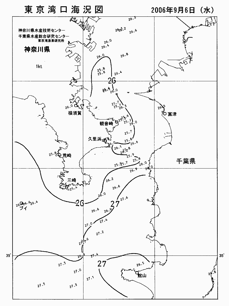 海況図, 東京湾口海況図 検索結果, (水温分布 等を図示)