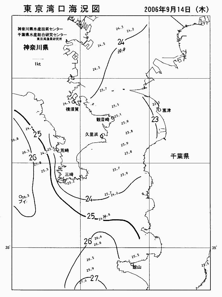 海況図, 東京湾口海況図 検索結果, (水温分布 等を図示)