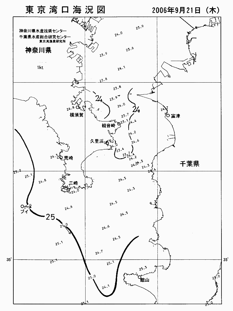 海況図, 東京湾口海況図 検索結果, (水温分布 等を図示)