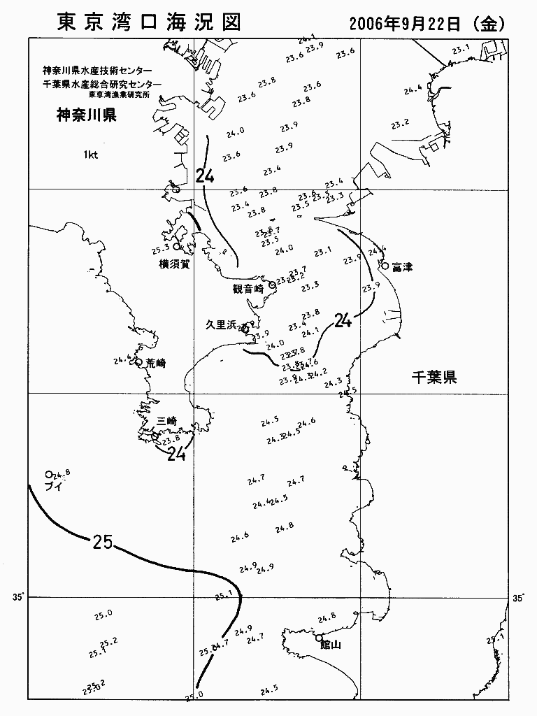 海況図, 東京湾口海況図 検索結果, (水温分布 等を図示)