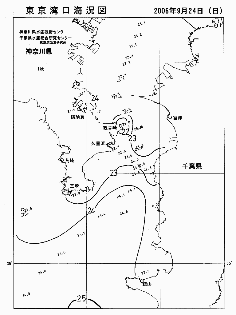 海況図, 東京湾口海況図 検索結果, (水温分布 等を図示)
