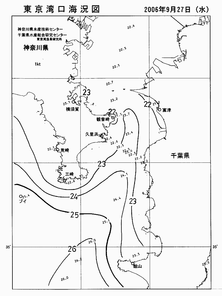 海況図, 東京湾口海況図 検索結果, (水温分布 等を図示)
