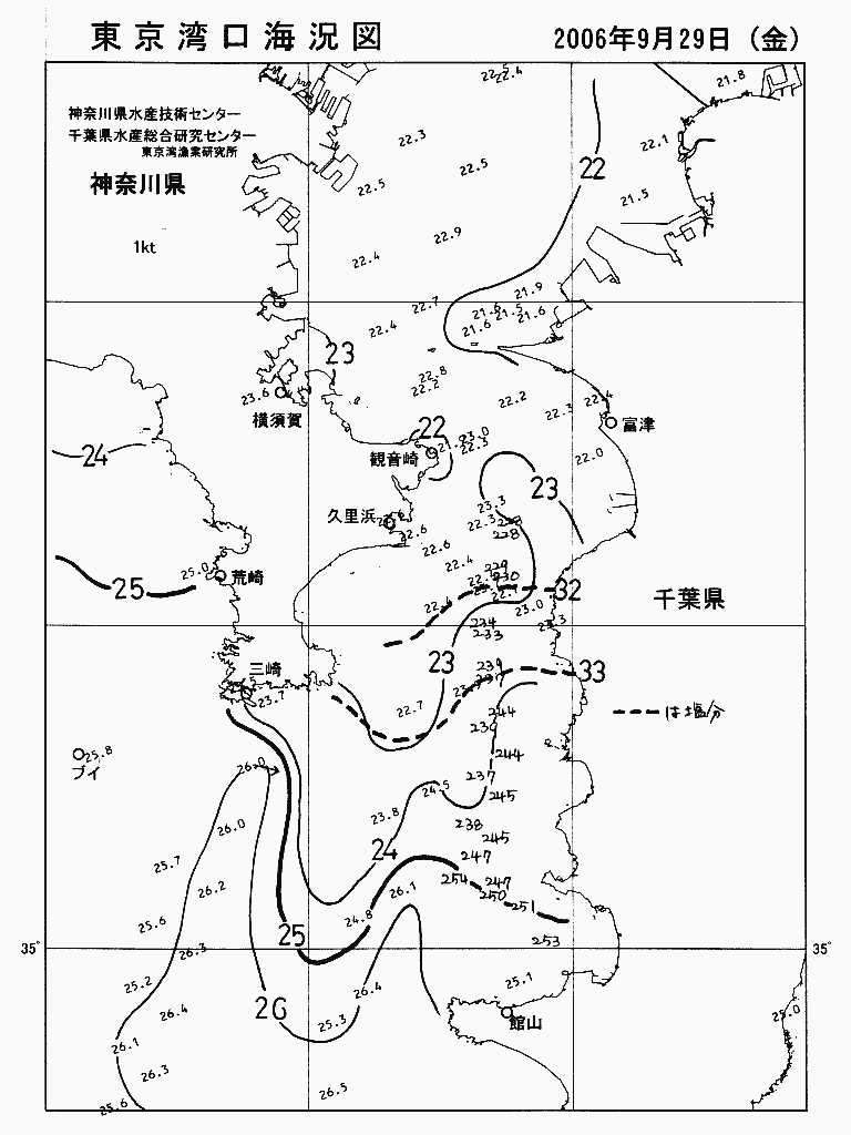海況図, 東京湾口海況図 検索結果, (水温分布 等を図示)