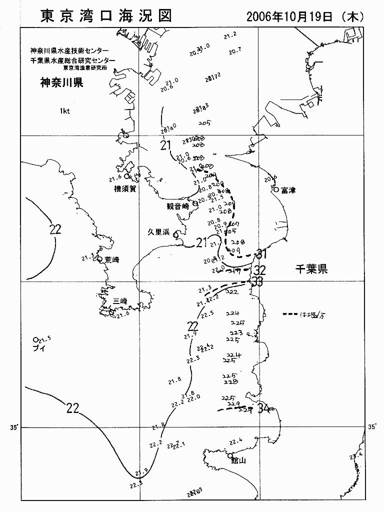 海況図, 東京湾口海況図 検索結果, (水温分布 等を図示)
