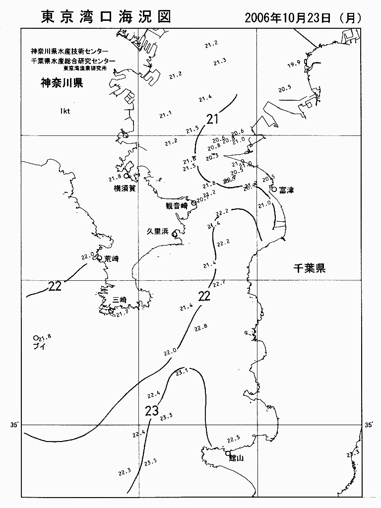海況図, 東京湾口海況図 検索結果, (水温分布 等を図示)