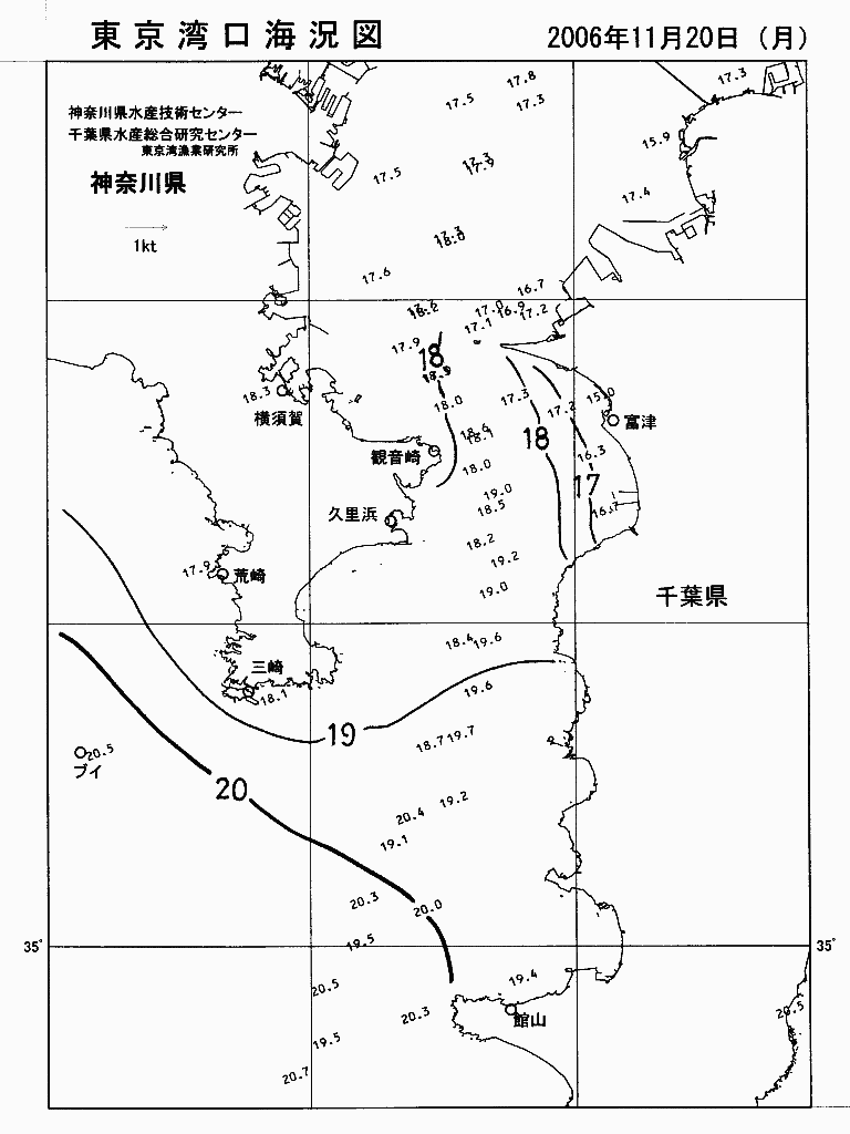 海況図, 東京湾口海況図 検索結果, (水温分布 等を図示)