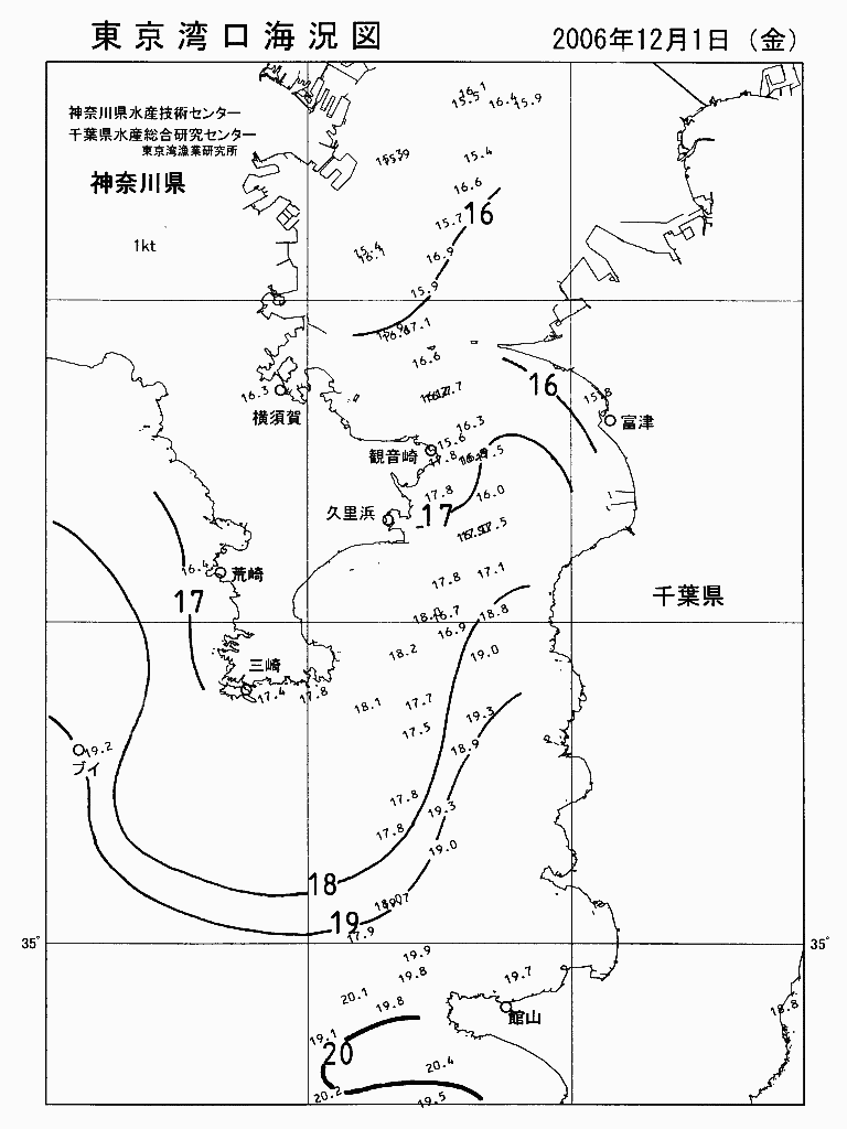 海況図, 東京湾口海況図 検索結果, (水温分布 等を図示)