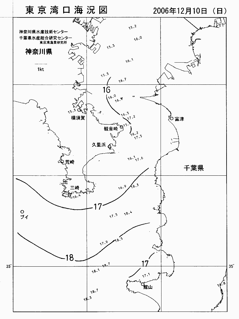 海況図, 東京湾口海況図 検索結果, (水温分布 等を図示)