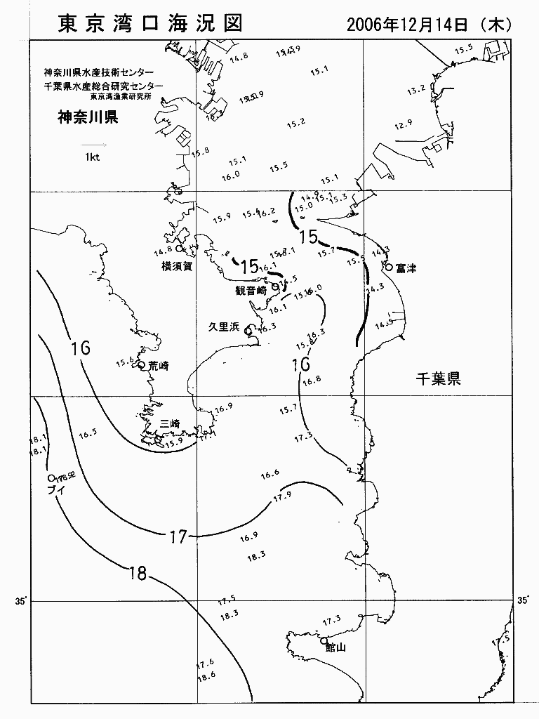 海況図, 東京湾口海況図 検索結果, (水温分布 等を図示)