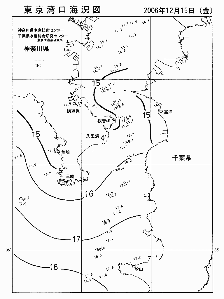 海況図, 東京湾口海況図 検索結果, (水温分布 等を図示)