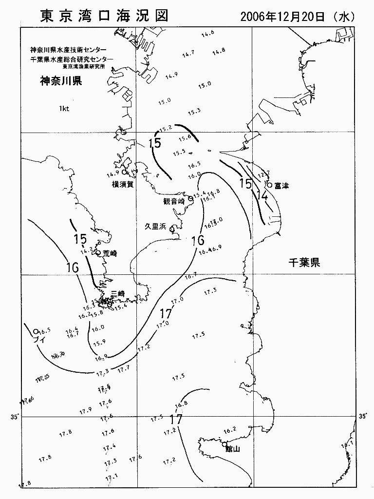 海況図, 東京湾口海況図 検索結果, (水温分布 等を図示)