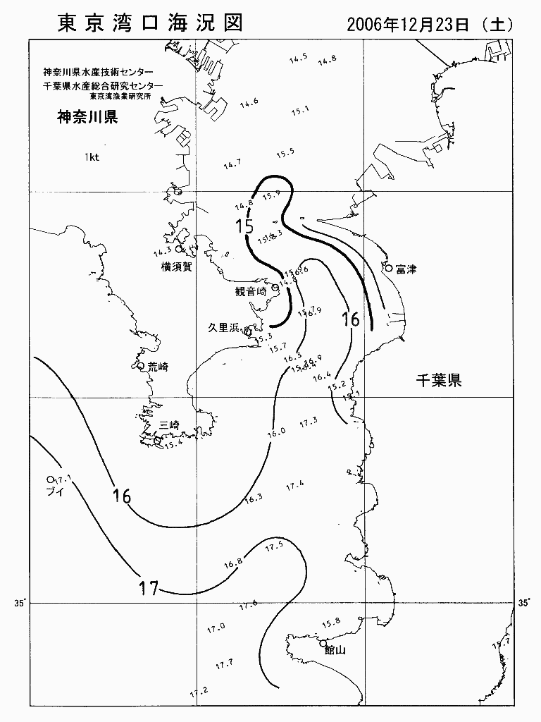海況図, 東京湾口海況図 検索結果, (水温分布 等を図示)
