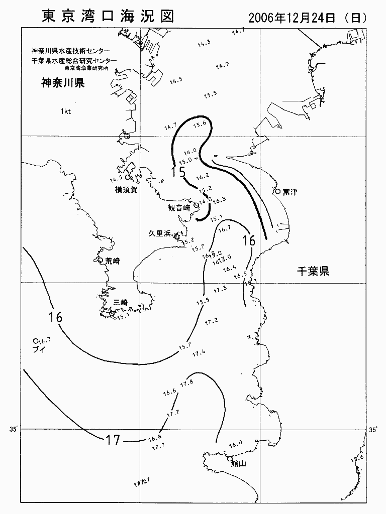 海況図, 東京湾口海況図 検索結果, (水温分布 等を図示)