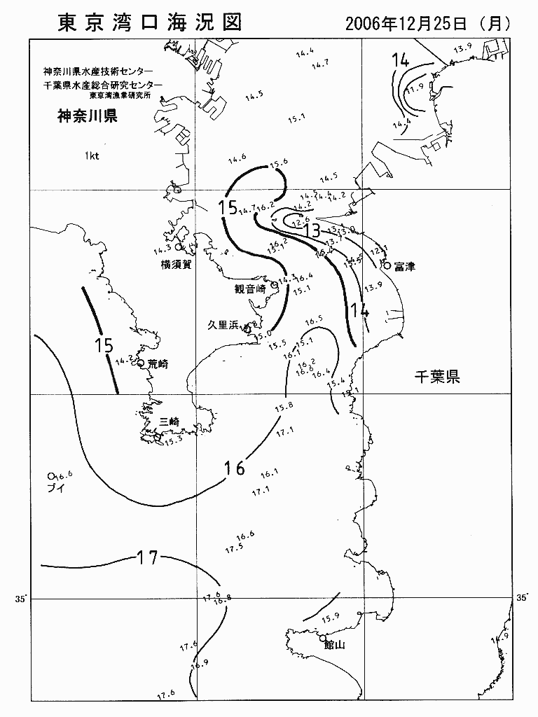 海況図, 東京湾口海況図 検索結果, (水温分布 等を図示)