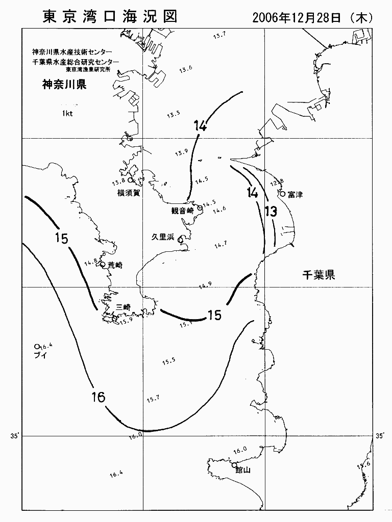 海況図, 東京湾口海況図 検索結果, (水温分布 等を図示)