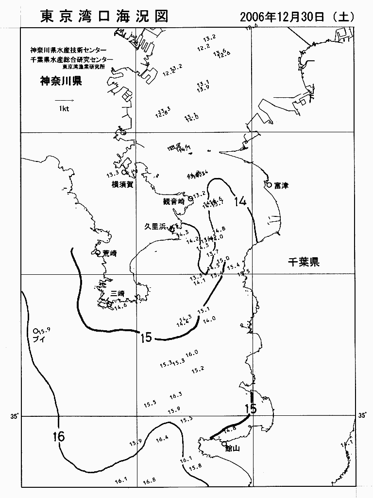 海況図, 東京湾口海況図 検索結果, (水温分布 等を図示)